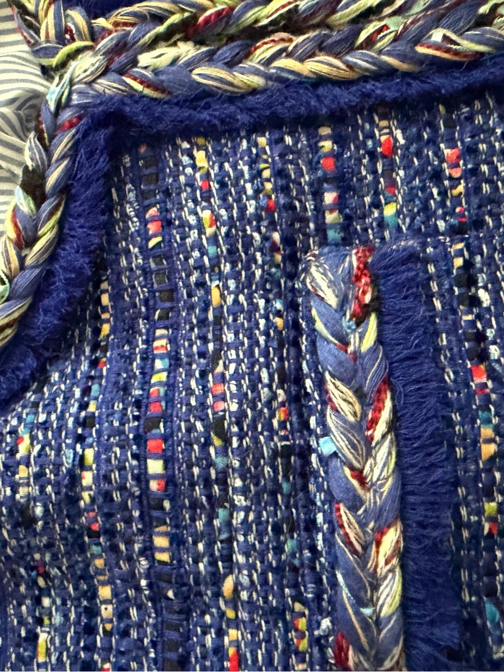 J. Crew Blue Tweed Multicolor thread Collarless Blazer Jacket - Picture 6 of 8